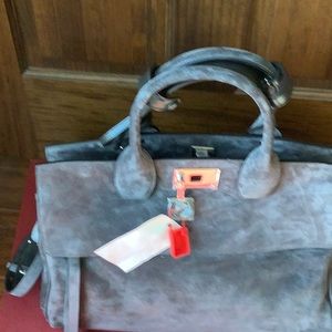 Brand new Salvatore Ferragamo satchel, gray flannel.